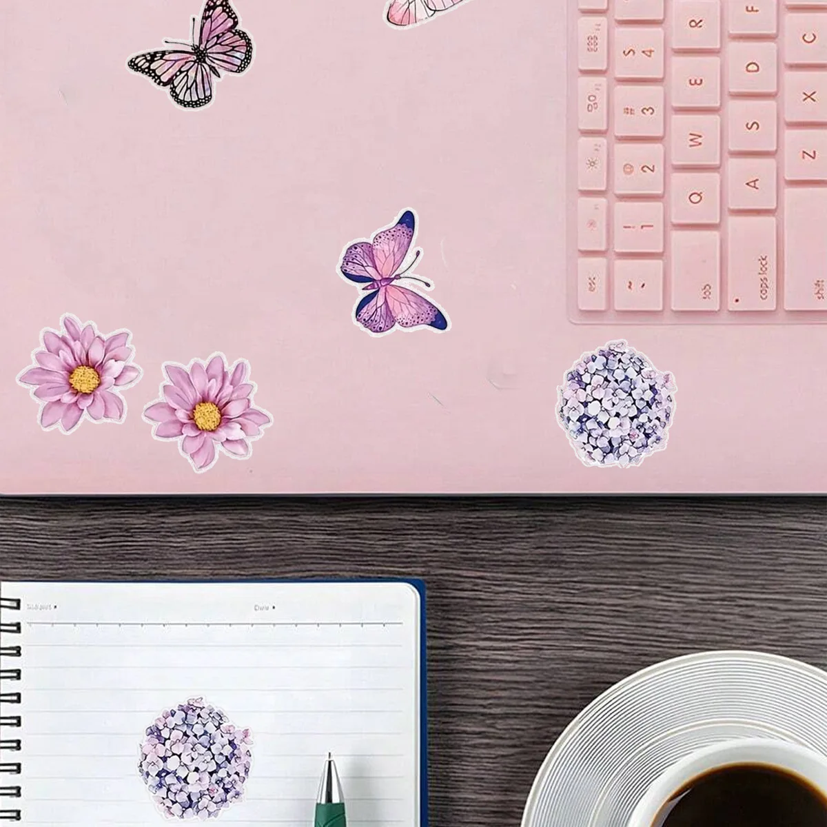 500pcs Butterfly Flower Sticker 1 Inch 8 Design Colorful Butterfly Decals Decorative Flowers Cute Stickers Party Favor Decor