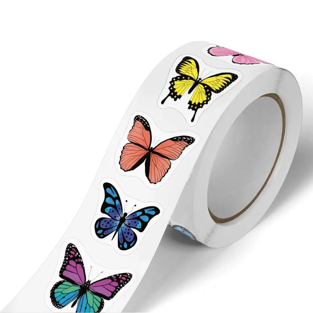 500pcs Butterfly Flower Sticker 1 Inch 8 Design Colorful Butterfly Decals Decorative Flowers Cute Stickers Party Favor Decor
