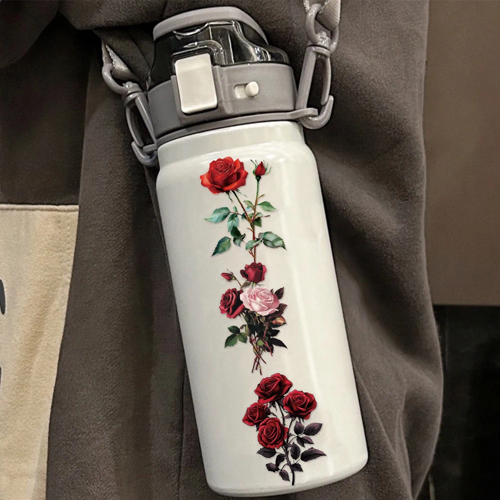 50PCS Retro Red Rose High Beauty Graffiti Stickers DIY Handbooks, Phone Cases, Notebook PET Waterproof Stickers