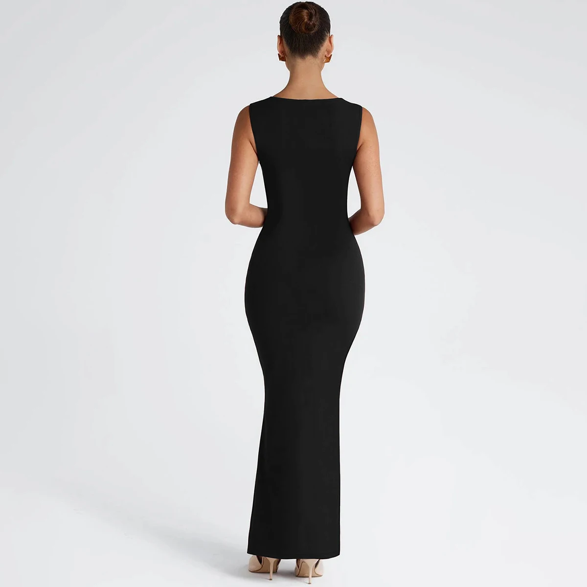 Hugcitar Women Elegant Solid Square Collar Straps Sexy Bodycon Maxi Prom Dress Summer Women Y2K Clothes Evening Party Birthday
