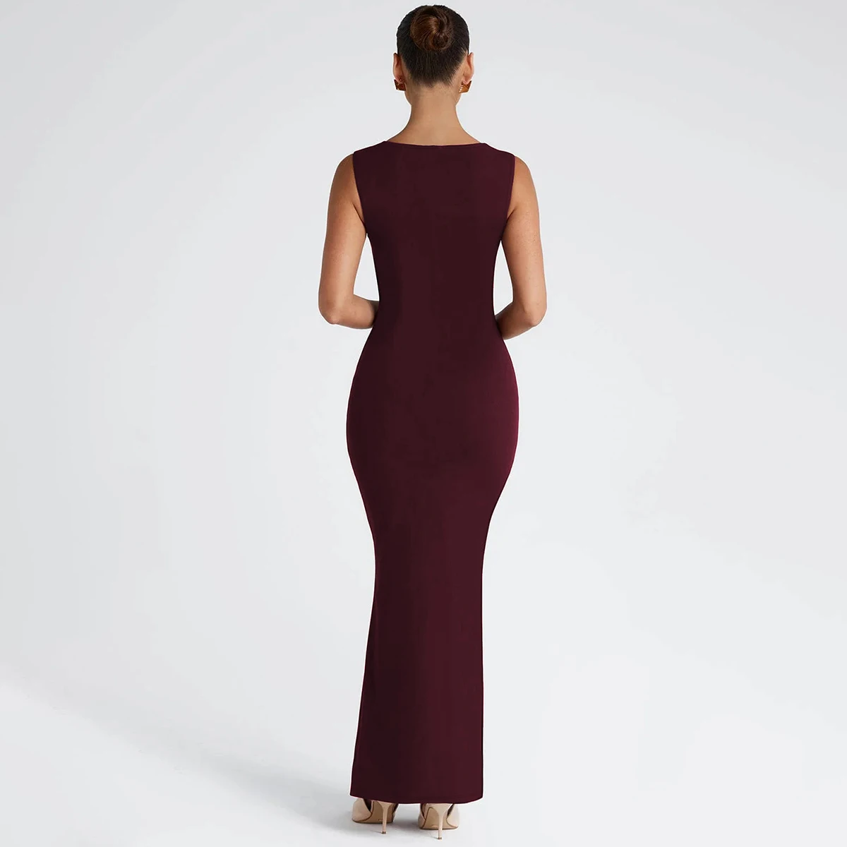 Hugcitar Women Elegant Solid Square Collar Straps Sexy Bodycon Maxi Prom Dress Summer Women Y2K Clothes Evening Party Birthday