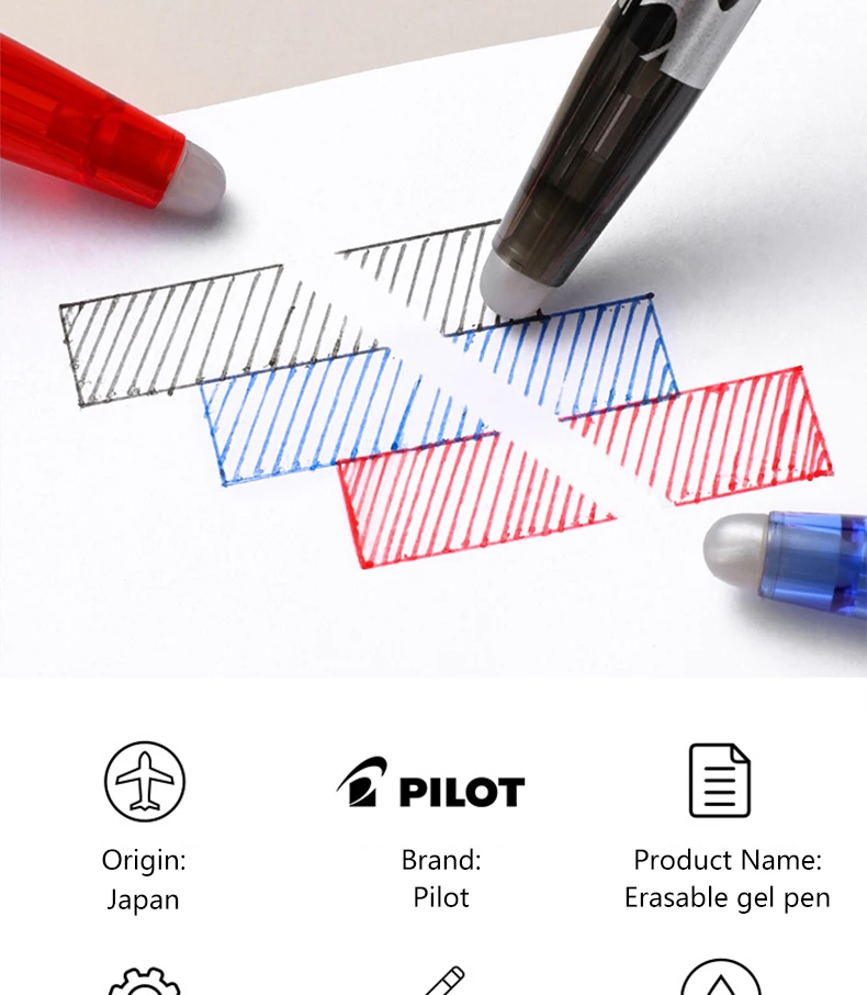 3pcs PILOT Erasable Gel Pens LFB-20EF Frixion 0.5mm for Writing Red Blue Black School Office Supplies Japanese Stationery