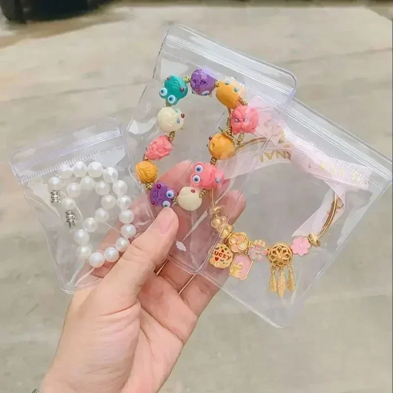 10-100pcs PVC Jewelry Package Bags Thicken Self Sealing Pouches Anti-Oxidation Earring Necklace Clear Organizer Bag Reusable