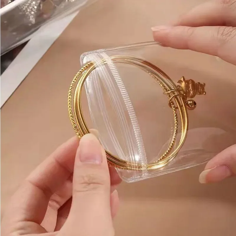 10-100pcs PVC Jewelry Package Bags Thicken Self Sealing Pouches Anti-Oxidation Earring Necklace Clear Organizer Bag Reusable