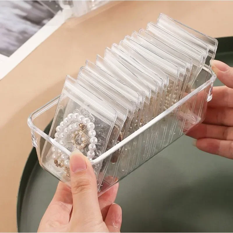 10-100pcs PVC Jewelry Package Bags Thicken Self Sealing Pouches Anti-Oxidation Earring Necklace Clear Organizer Bag Reusable