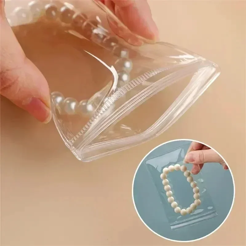 10-100pcs PVC Jewelry Package Bags Thicken Self Sealing Pouches Anti-Oxidation Earring Necklace Clear Organizer Bag Reusable