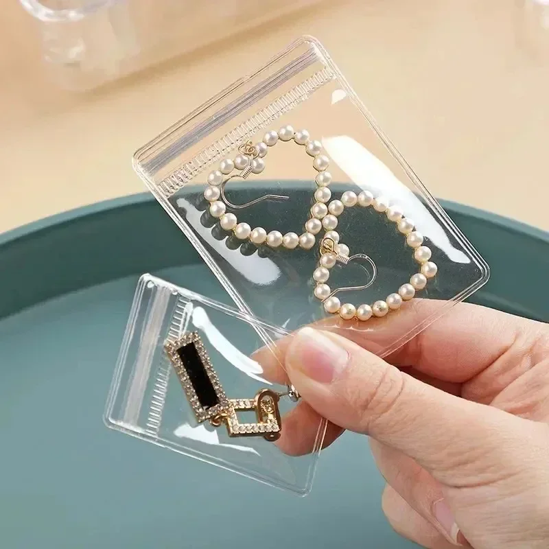 10-100pcs PVC Jewelry Package Bags Thicken Self Sealing Pouches Anti-Oxidation Earring Necklace Clear Organizer Bag Reusable