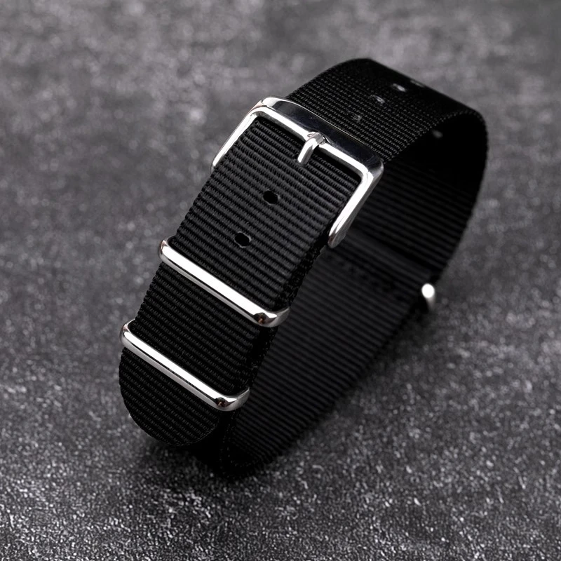 Nylon Watch Strap 18mm 20mm 22mm Band Universal Canvas Bracelet for Men Women's Weave Wristband One Piece Loop Watch Band
