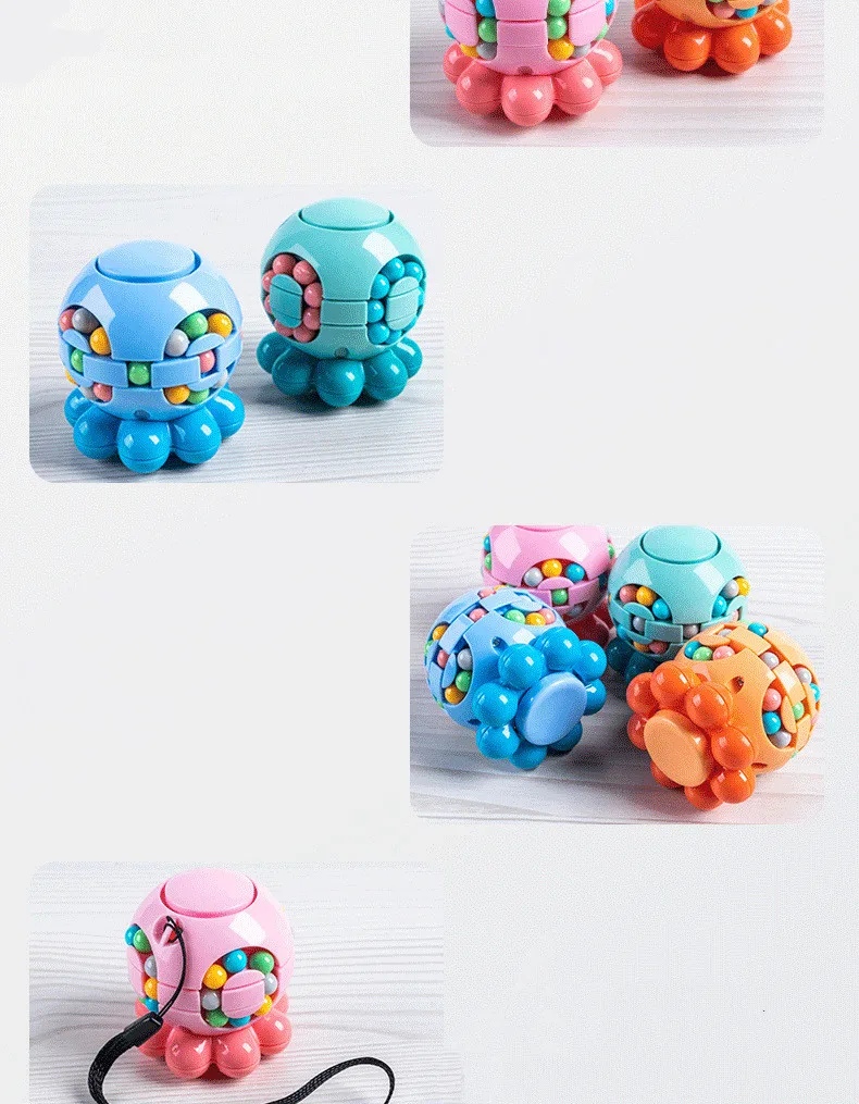 Magic Bean Cube Finger Rotating Stress Relief Toy for Adults Kids Antistress Anxiety Relief Fidget Cube Gifts Puzzle Toys