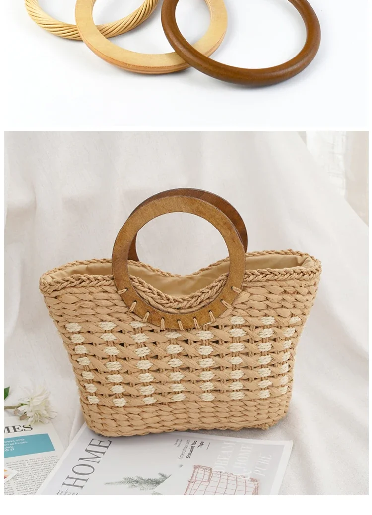 1/2/4Pcs D Shape Ring Bamboo Handle Wood Bags Handles for Handbag Woven Bag Belt Straps Replace DIY Accessories