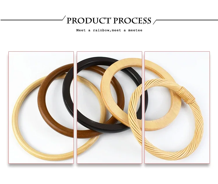 1/2/4Pcs D Shape Ring Bamboo Handle Wood Bags Handles for Handbag Woven Bag Belt Straps Replace DIY Accessories