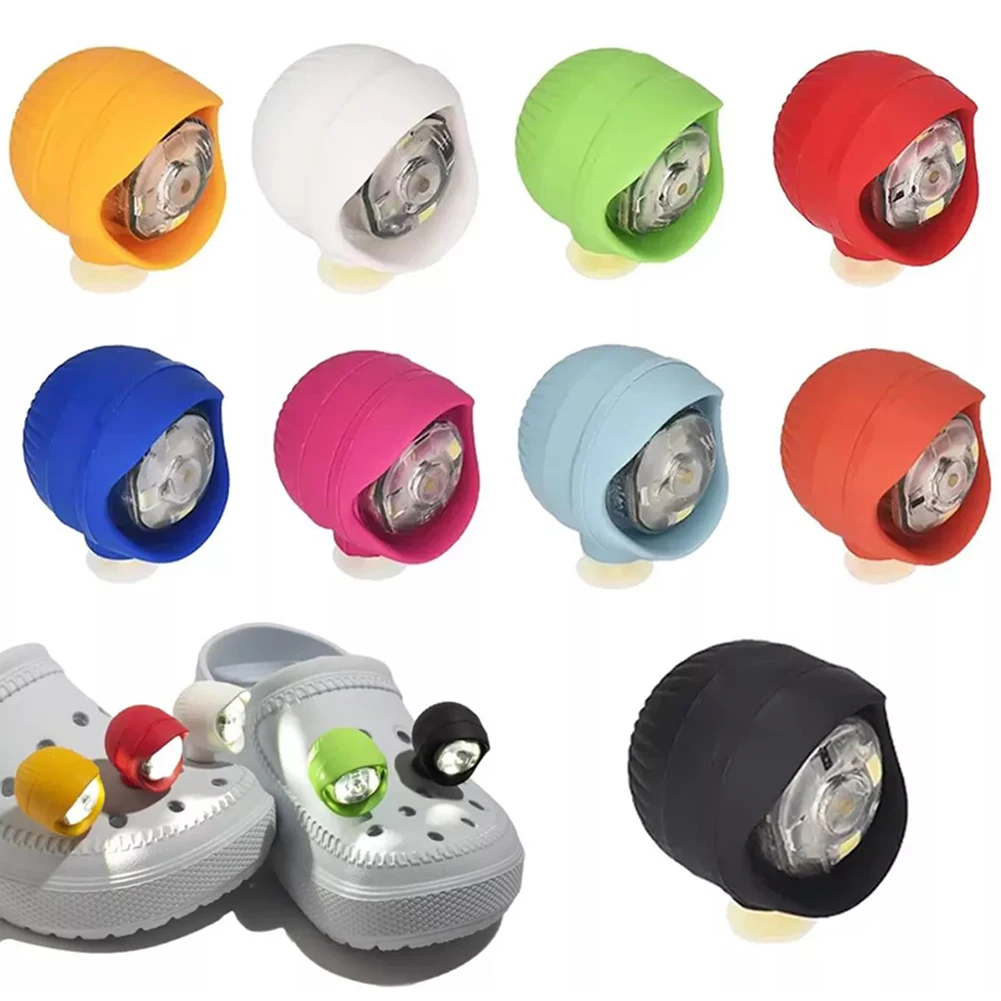 2pcs Hollowed-Out Shoes Lights Glowing Slipper Decoration Charm Headlights For Crocs Cloggs Shoe Headlight Waterprof Hiking