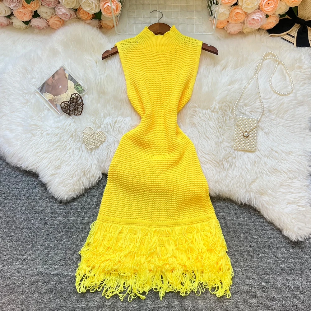 YuooMuoo Women Dress 2026 New Summer Fashion Sexy Openwork Stitching Sleeveless Bodycon Party Dress Korean Lady Beach Vestidos