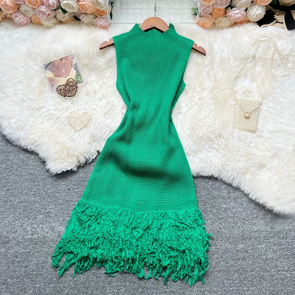 YuooMuoo Women Dress 2026 New Summer Fashion Sexy Openwork Stitching Sleeveless Bodycon Party Dress Korean Lady Beach Vestidos