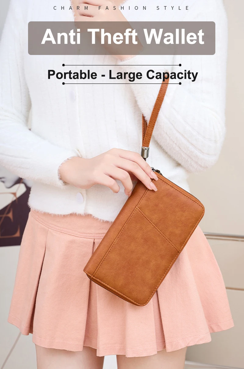 New Travel Passport Clip Wallet Women and Men Multifunctional PU Leather Card Holde RFID Anti Theft Swiping Wallets Storage Bag