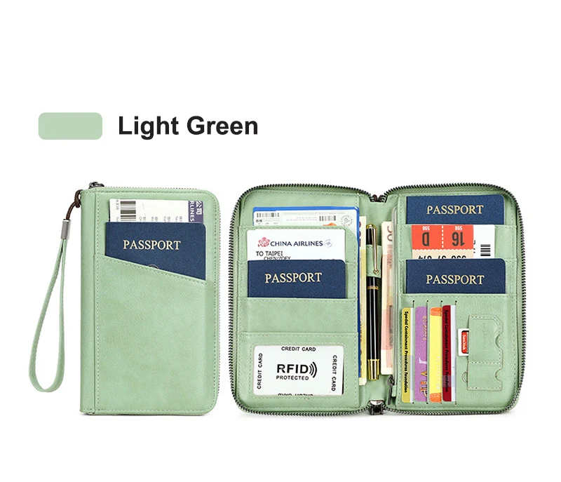 New Travel Passport Clip Wallet Women and Men Multifunctional PU Leather Card Holde RFID Anti Theft Swiping Wallets Storage Bag