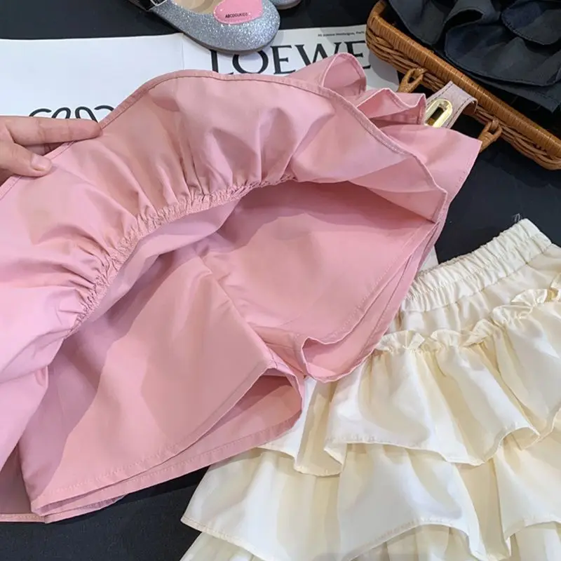 Children Girls Pleated Cake Skirts Summer 2025 Elastic Waist Infant Babys Girls Bubble Skirts Toddler Kids Girls Princess Skirts