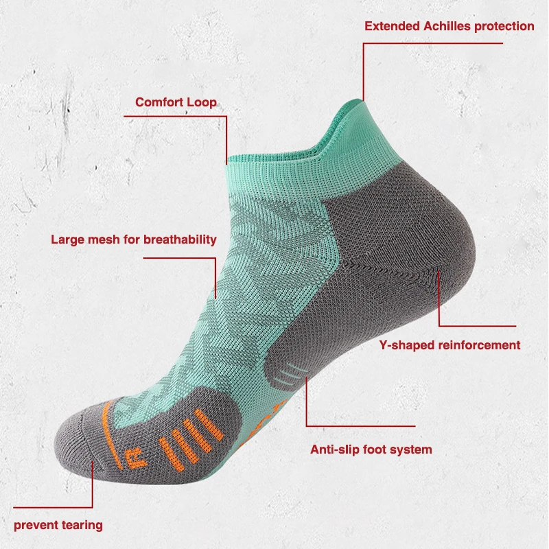 WRELS 1/2/3Pairs Athletic Running Cushioned Ankle Socks Cushioned Moisture Arch Support Compression Sock for Men and Women