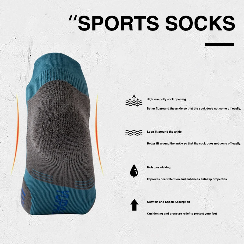 WRELS 1/2/3Pairs Athletic Running Cushioned Ankle Socks Cushioned Moisture Arch Support Compression Sock for Men and Women