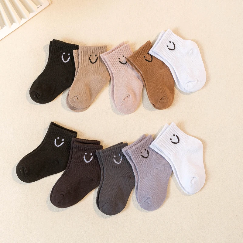 10 Pairs Baby Socks Cute Funny Face Emoticons Pattern Comfortable Kids Boys Girls Socks