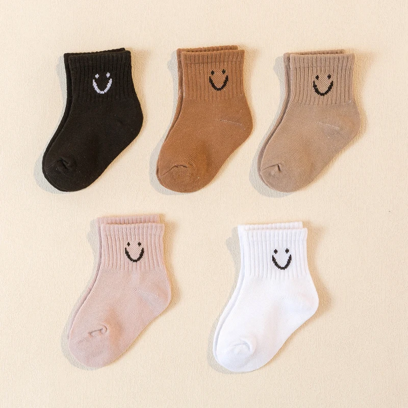 10 Pairs Baby Socks Cute Funny Face Emoticons Pattern Comfortable Kids Boys Girls Socks