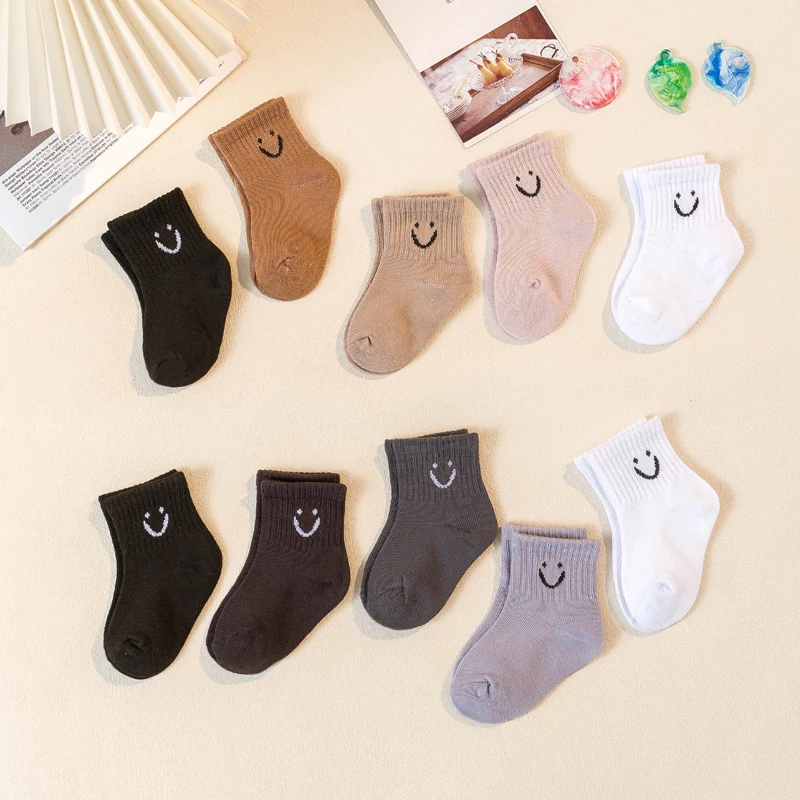 10 Pairs Baby Socks Cute Funny Face Emoticons Pattern Comfortable Kids Boys Girls Socks