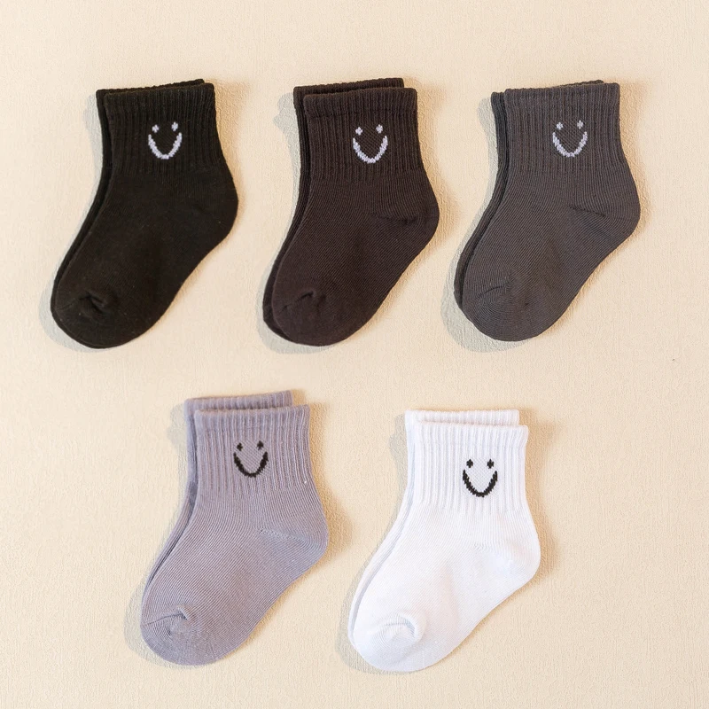 10 Pairs Baby Socks Cute Funny Face Emoticons Pattern Comfortable Kids Boys Girls Socks