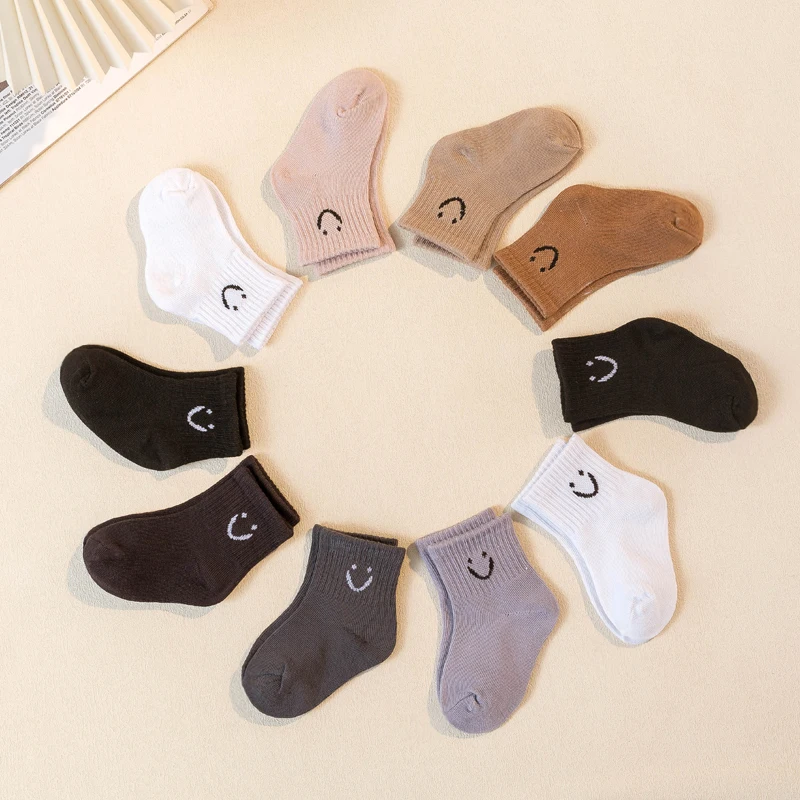 10 Pairs Baby Socks Cute Funny Face Emoticons Pattern Comfortable Kids Boys Girls Socks