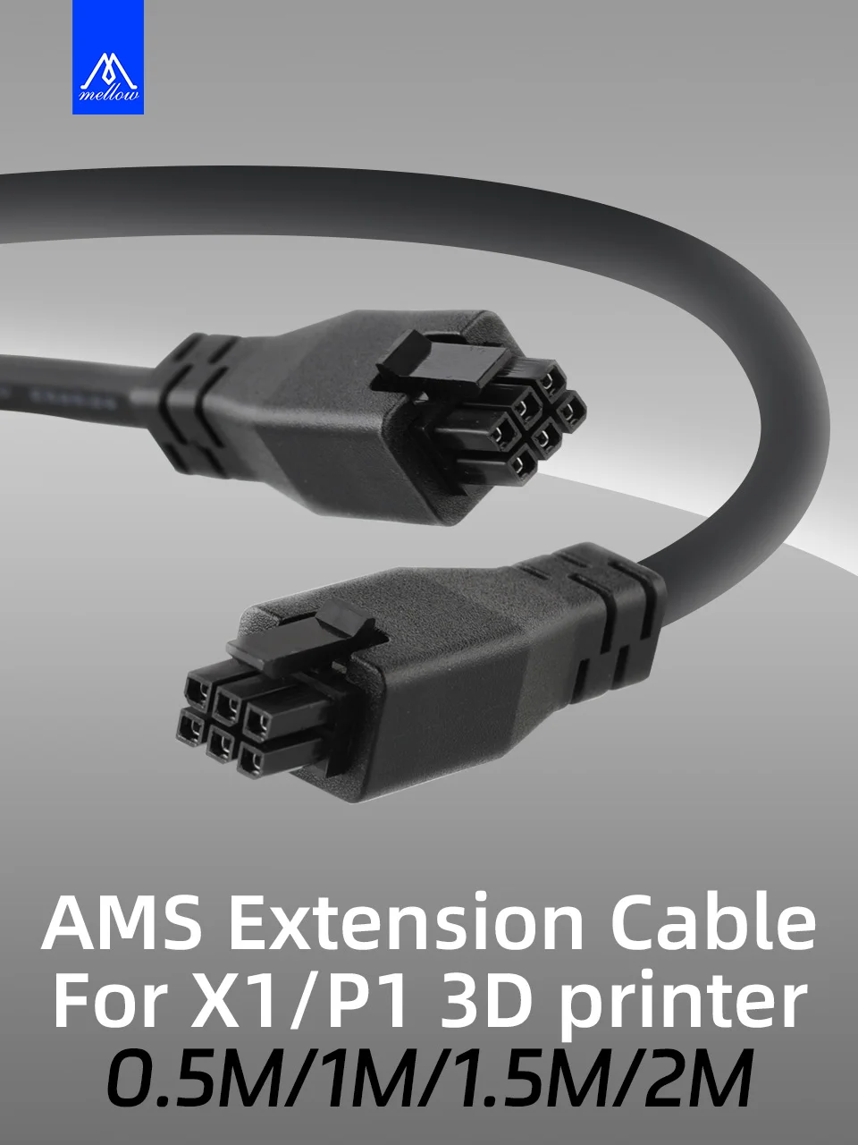 Mellow Premium 6-pin Extension Cable For Bambu Lab AMS X1 X1C P1P P1S 3D Printers AMS 0.5/1/1.5/2 Meters With Megnetic Ring