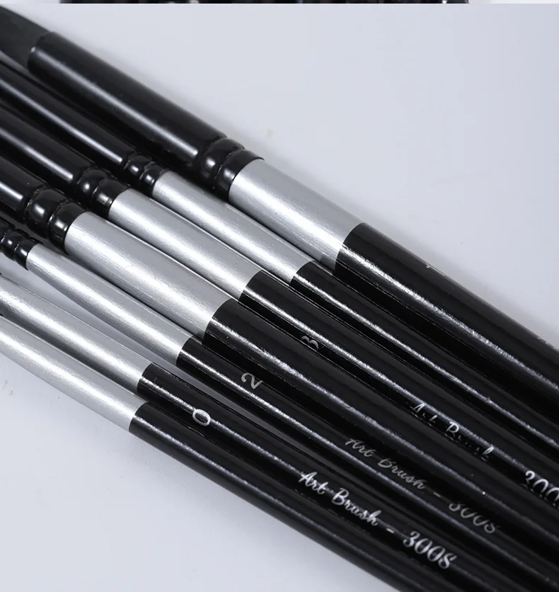 7 Pcs Premium Black Swan Brush Kit for Drawing, Watercolor Techniques, and Fine Art - Professional Artistic Nylon Paint Brushes