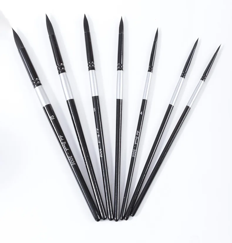 7 Pcs Premium Black Swan Brush Kit for Drawing, Watercolor Techniques, and Fine Art - Professional Artistic Nylon Paint Brushes