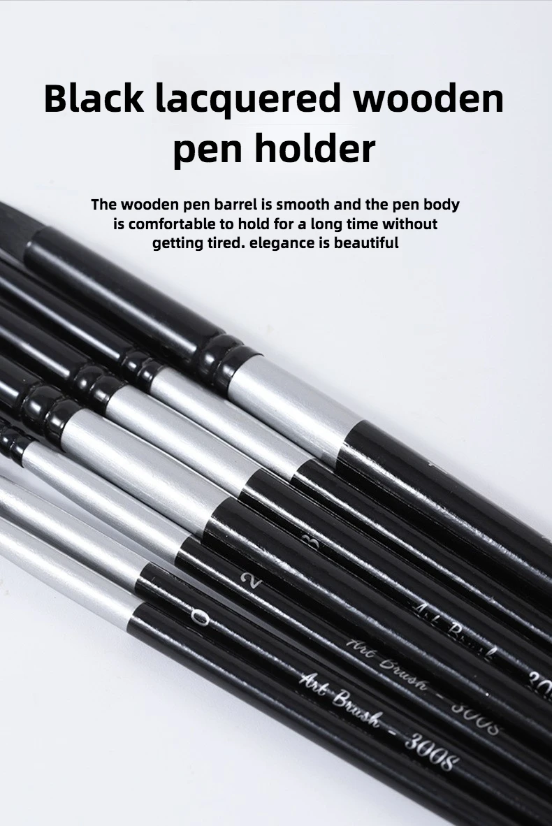 7 Pcs Premium Black Swan Brush Kit for Drawing, Watercolor Techniques, and Fine Art - Professional Artistic Nylon Paint Brushes
