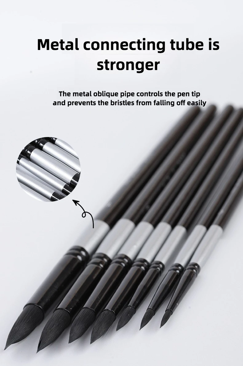 7 Pcs Premium Black Swan Brush Kit for Drawing, Watercolor Techniques, and Fine Art - Professional Artistic Nylon Paint Brushes