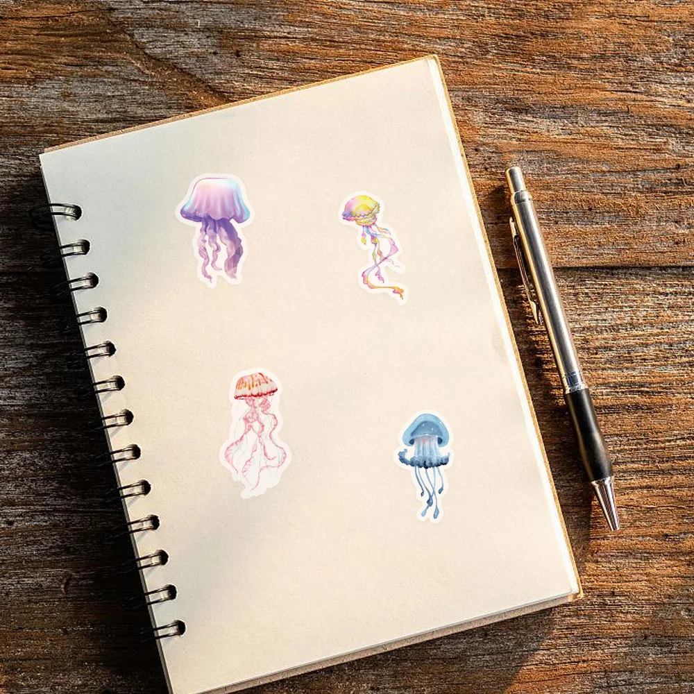 50PCS Set of Tropical Fish Graffiti Stickers Jellyfish Sea Star Shell Coral Stickers Decorative Frame DIY Waterproof Stickers