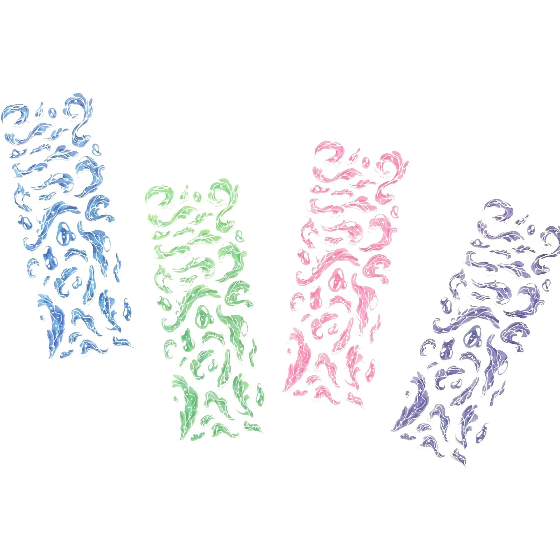 Laser Glitter Cute Kawaii Wave Stickers Handbook Star Card Photo Notebook Diary Scrapbook DIY Decorative Cartoon Stickers