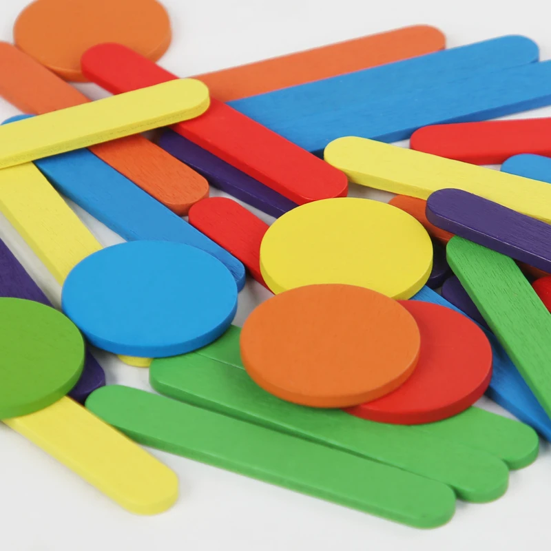 Kids Montessori Fine Motor Training Wooden DIY Shape Matching Puzzle Educational Toys For Children Rainbow Stick Thinking Game