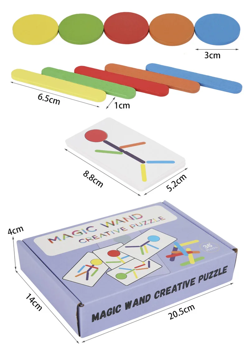 Kids Montessori Fine Motor Training Wooden DIY Shape Matching Puzzle Educational Toys For Children Rainbow Stick Thinking Game