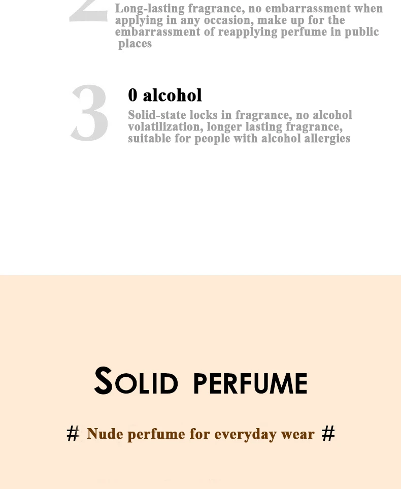 Heart-pounding solid perfume for men and women, light fragrance, long-lasting, natural and fresh perfume, portable perfume