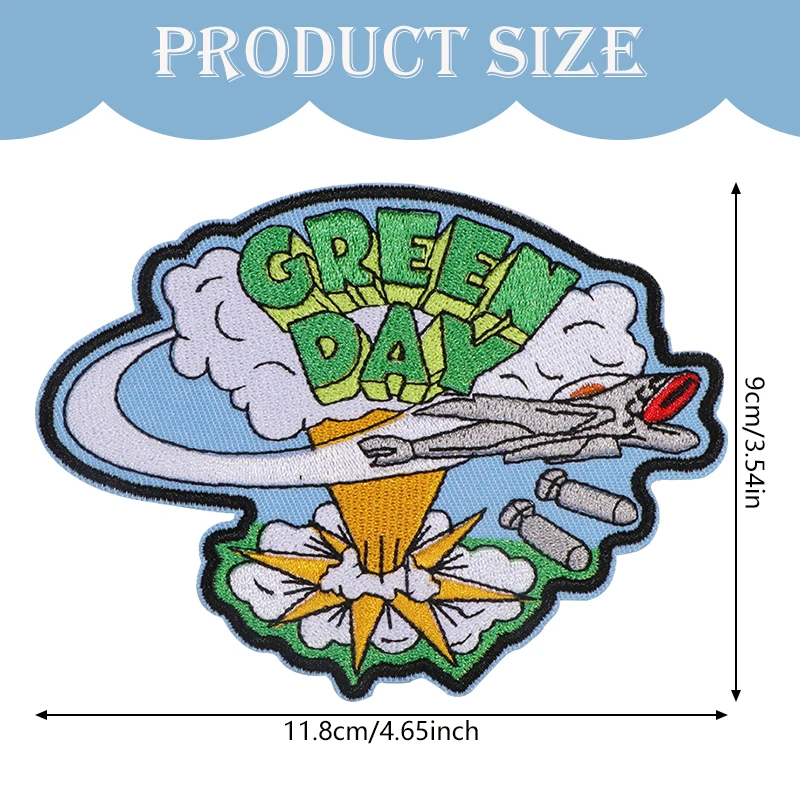1PC Rock Boom Embroidered Patch Hip Hop Music Inspiring Badge DIY Gift Iron On Patches For Clothing Cap Bag Jacket Trucker Hat