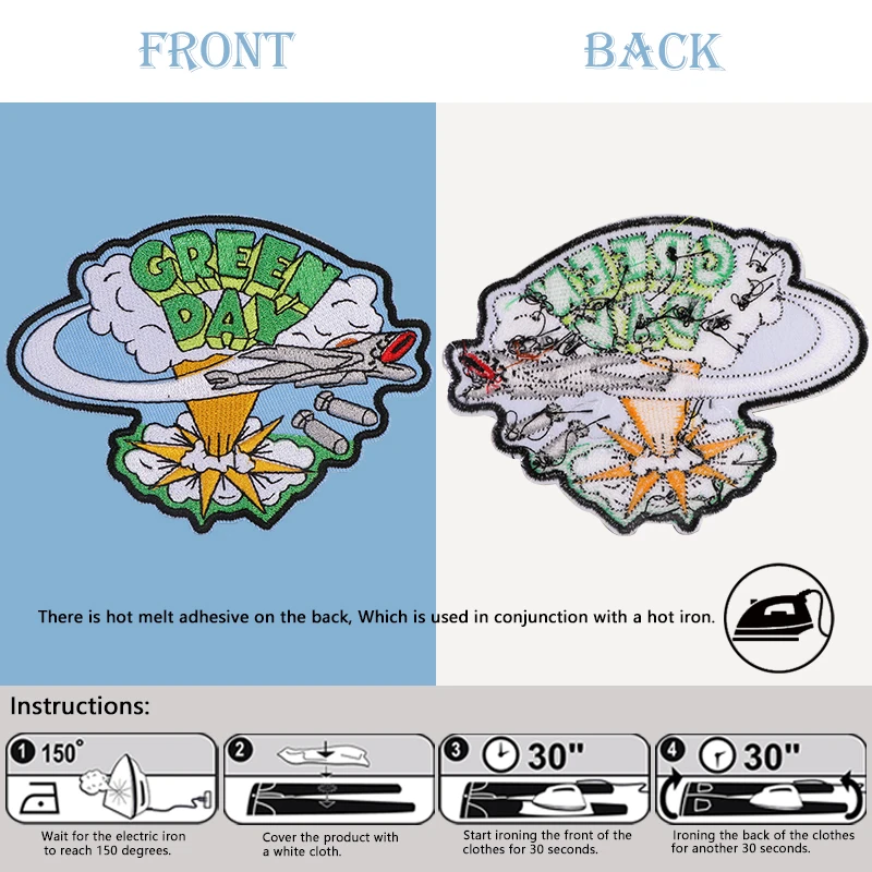 1PC Rock Boom Embroidered Patch Hip Hop Music Inspiring Badge DIY Gift Iron On Patches For Clothing Cap Bag Jacket Trucker Hat