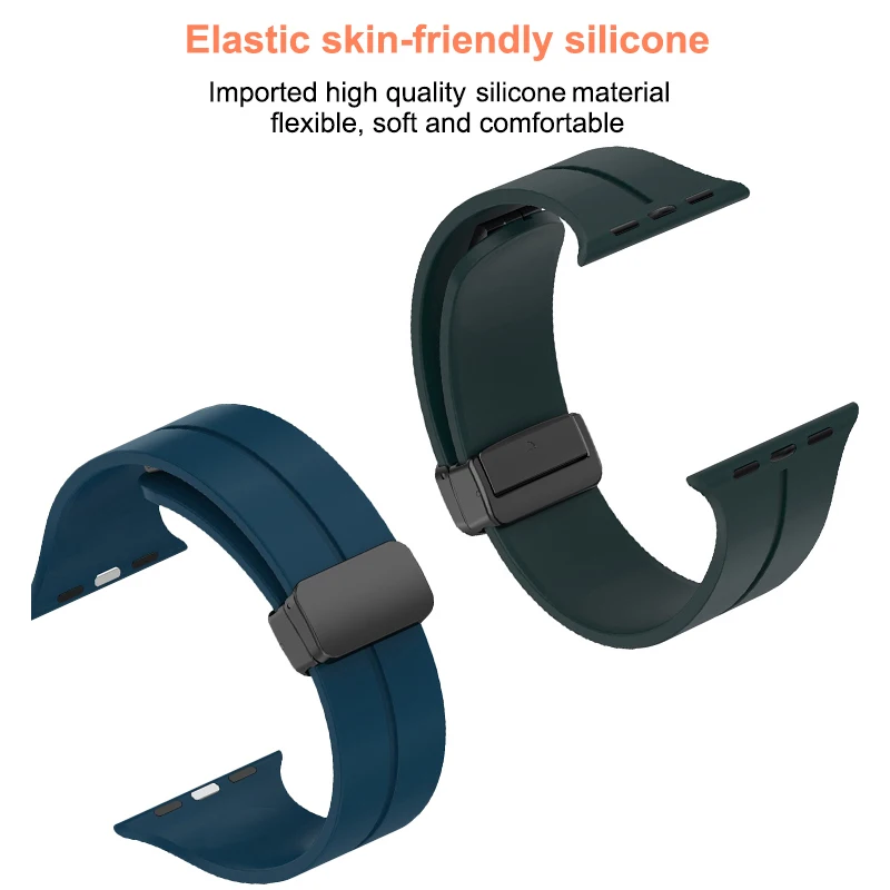 Strap For Apple Watch Ultra 3 2 Band 44mm 45mm 49mm 40mm 41mm 46mm Magnetic Silicone Bracelet Correa iWatch Series 8 SE 9 10 11