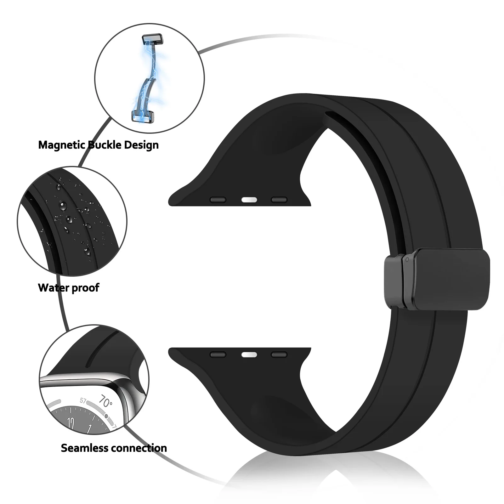 Strap For Apple Watch Ultra 3 2 Band 44mm 45mm 49mm 40mm 41mm 46mm Magnetic Silicone Bracelet Correa iWatch Series 8 SE 9 10 11