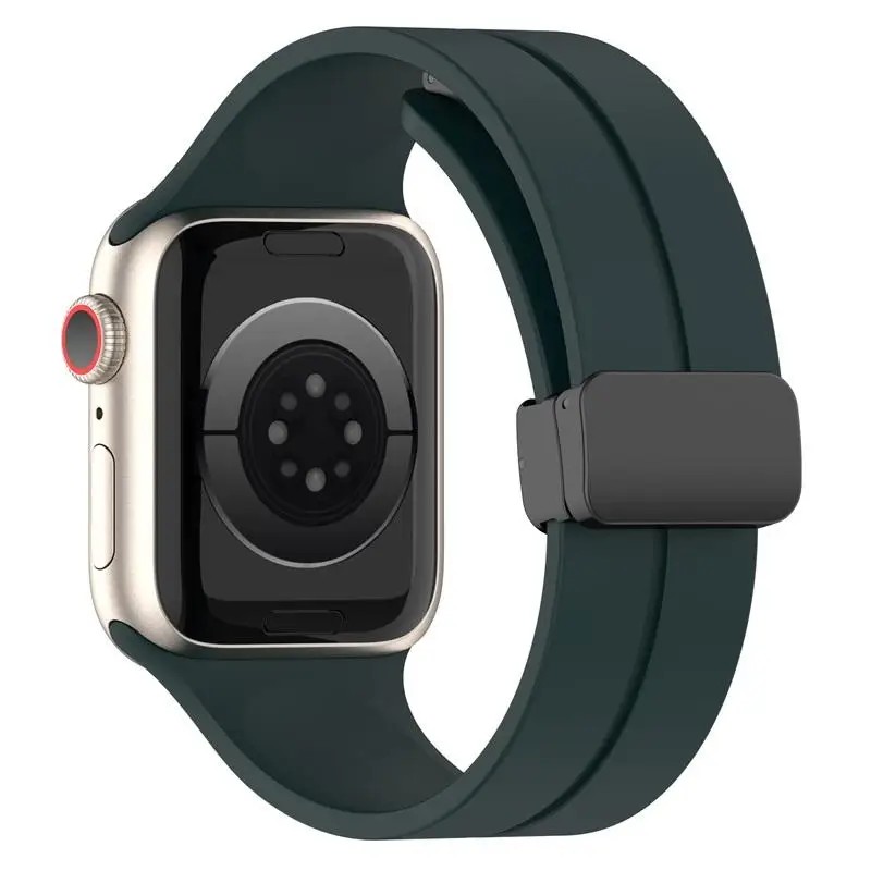 Strap For Apple Watch Ultra 3 2 Band 44mm 45mm 49mm 40mm 41mm 46mm Magnetic Silicone Bracelet Correa iWatch Series 8 SE 9 10 11