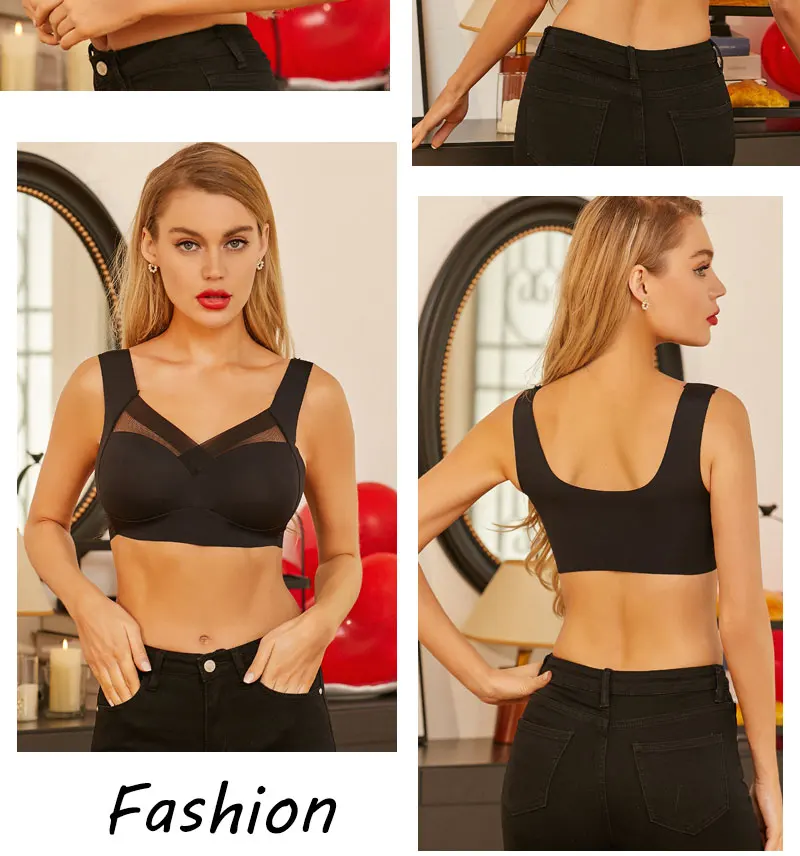 3Pcs/Set Sexy Lace Plus Size Sport Bra For Women Seamless Solid Color Push Up Underwear New Cozy Breathable Wire Free Brassiere
