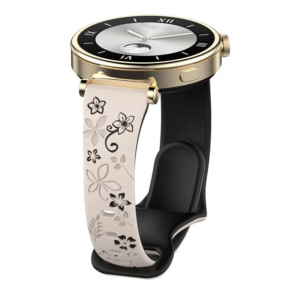 18mm 20 22mm Women Silicone Engraved Bracelet for Huawei GT5/GT4 41mm GT5Pro 46mm Band for Samsung Galaxy FE 7 6 40mm 44mm Strap