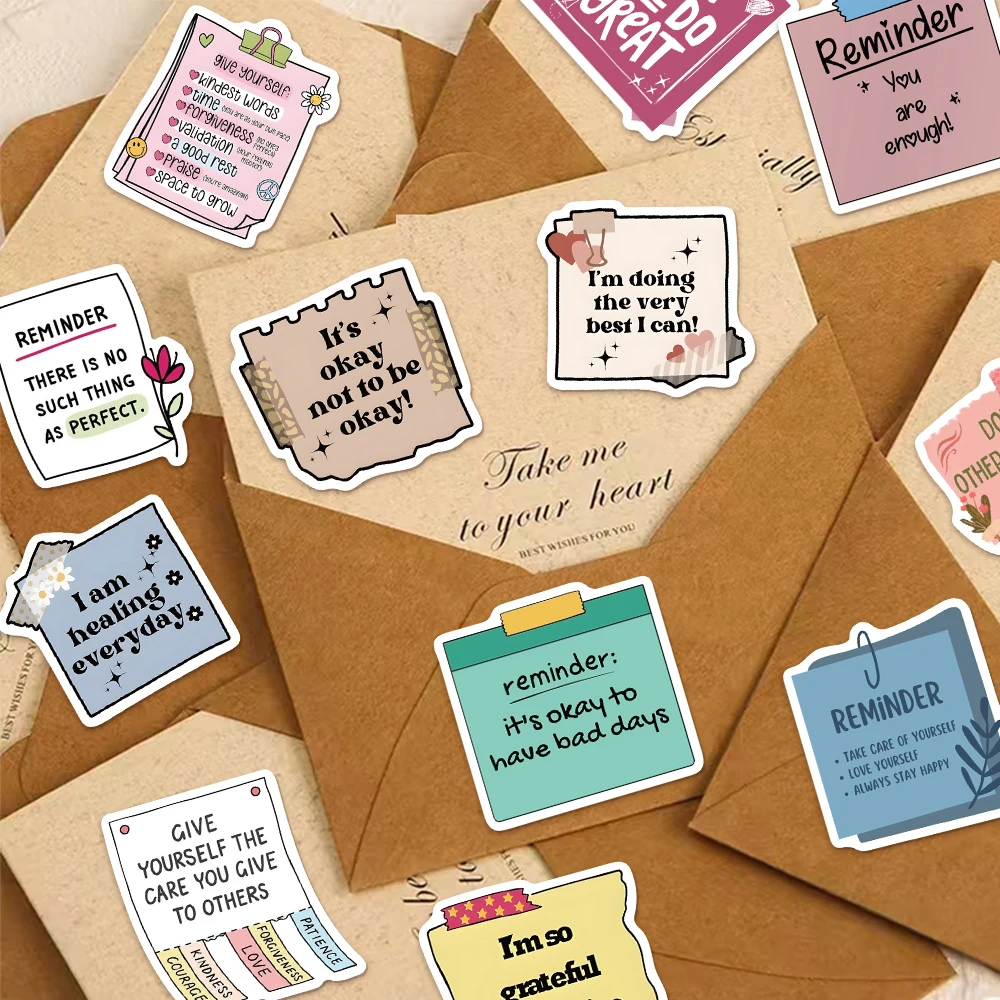 50PCS Self affirmation Encouragement Slogans Graffiti Stickers DIY Phone Cases Laptop Water Cups Waterproof Stickers