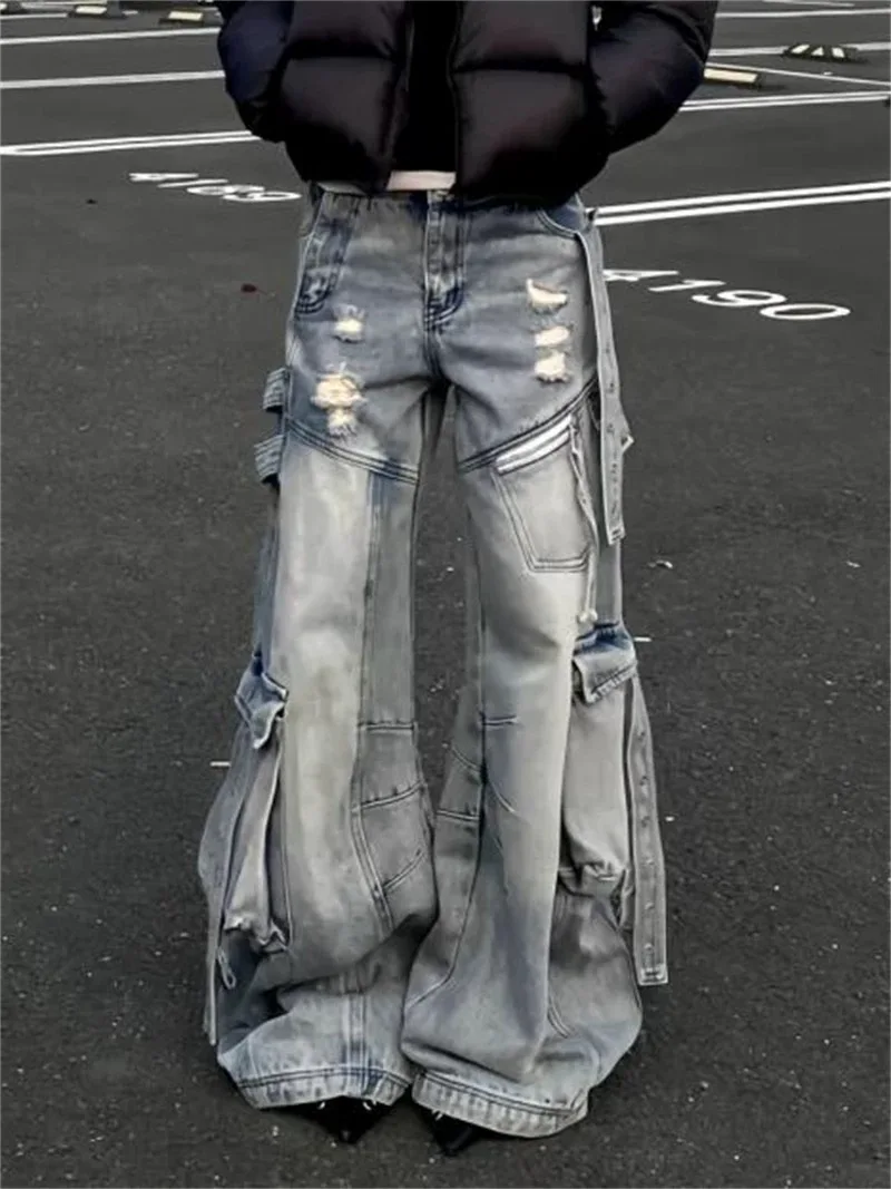 Black Jeans Women American Style Y2K 90S Vintage High Waisted Jean Straight Trouser Streetwear Casual Loose Wide Leg Denim Pants