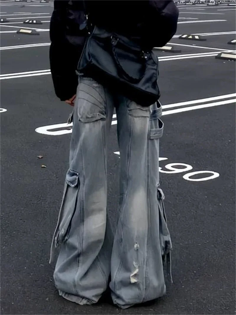 Black Jeans Women American Style Y2K 90S Vintage High Waisted Jean Straight Trouser Streetwear Casual Loose Wide Leg Denim Pants