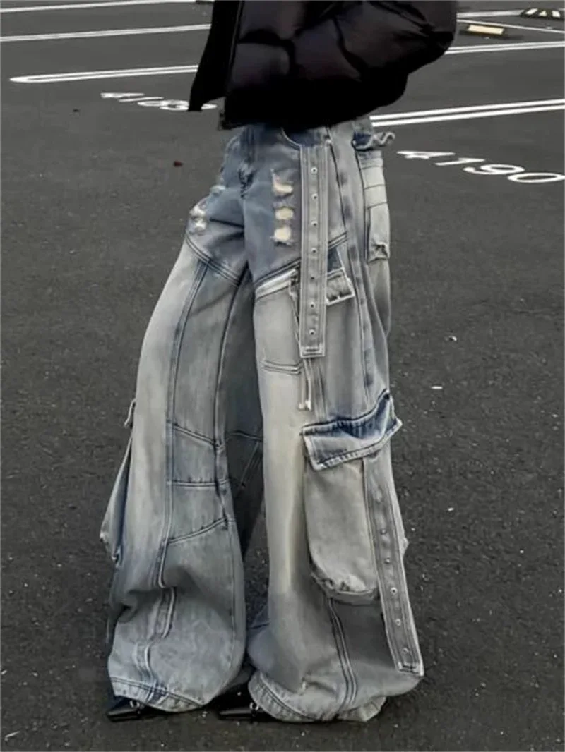 Black Jeans Women American Style Y2K 90S Vintage High Waisted Jean Straight Trouser Streetwear Casual Loose Wide Leg Denim Pants