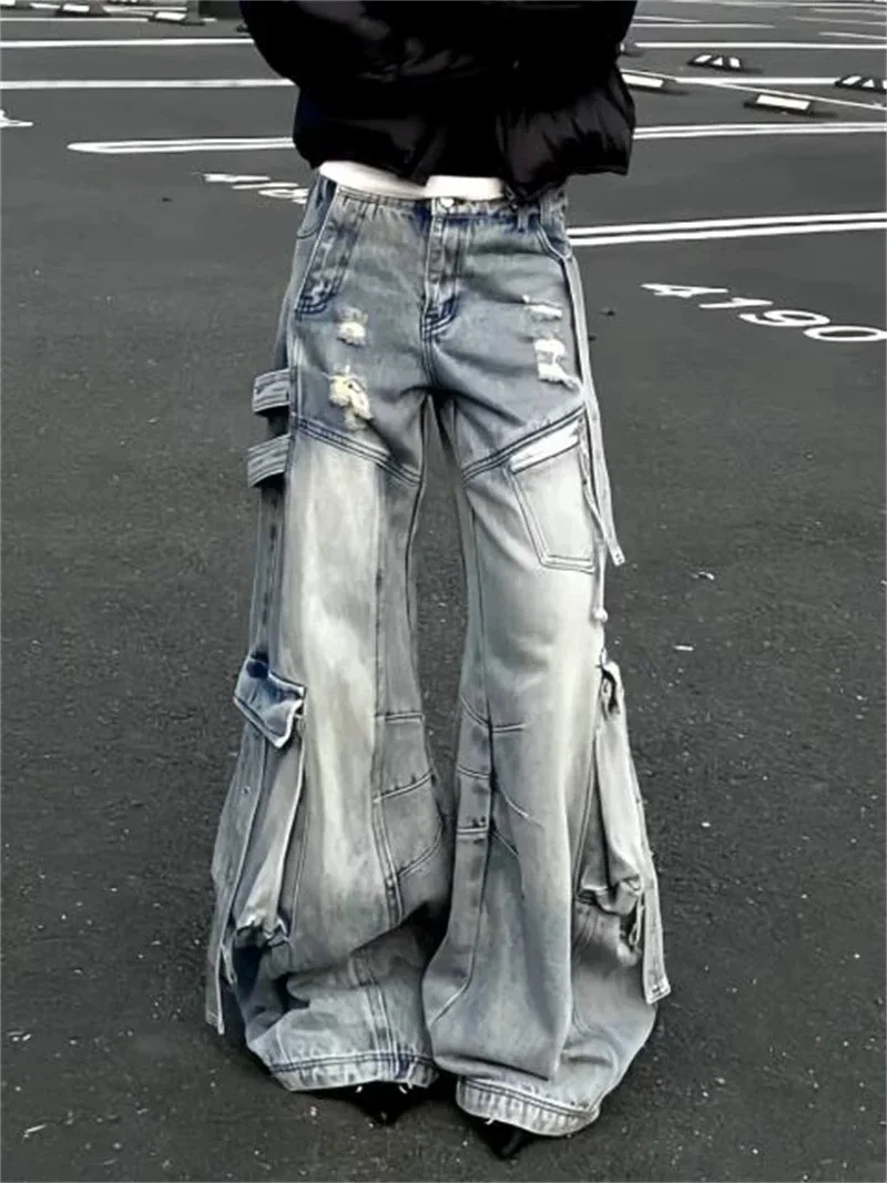 Black Jeans Women American Style Y2K 90S Vintage High Waisted Jean Straight Trouser Streetwear Casual Loose Wide Leg Denim Pants